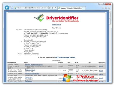 Screenshot Driver Identifier für Windows 7