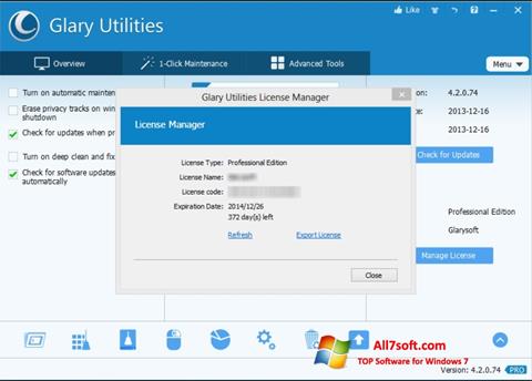 Screenshot Glary Utilities für Windows 7