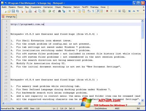 Screenshot Notepad++ für Windows 7