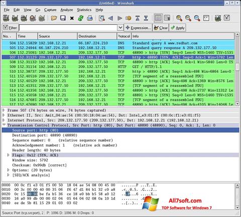 Screenshot Wireshark für Windows 7