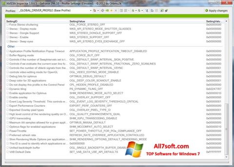 Screenshot NVIDIA Inspector für Windows 7