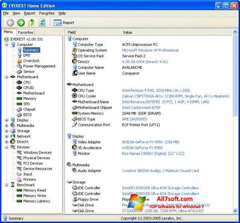 Screenshot EVEREST für Windows 7