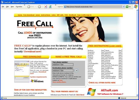 Screenshot FreeCall für Windows 7