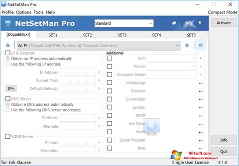 Screenshot NetSetMan für Windows 7