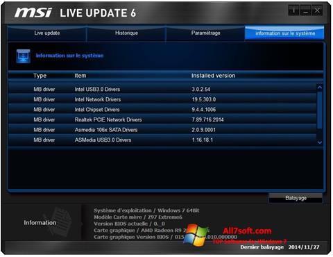 Screenshot MSI Live Update für Windows 7