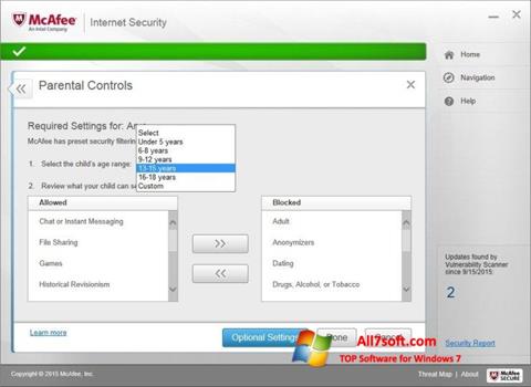 Screenshot McAfee Internet Security für Windows 7