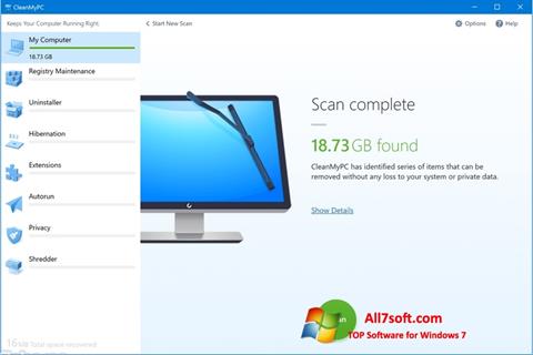 Screenshot CleanMyPC für Windows 7