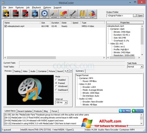 Screenshot MediaCoder für Windows 7
