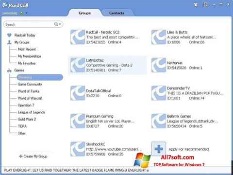 Screenshot RaidCall für Windows 7