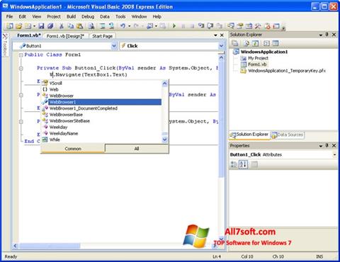 Screenshot Microsoft Visual Basic für Windows 7