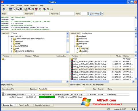 Screenshot FileZilla für Windows 7