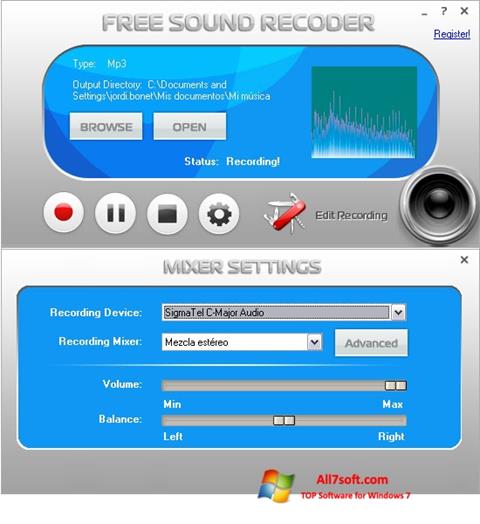Screenshot Free Sound Recorder für Windows 7