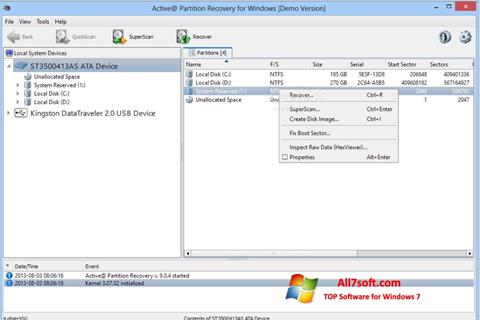 Screenshot Active Partition Recovery für Windows 7