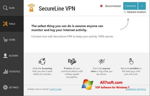 Screenshot Avast SecureLine VPN für Windows 7