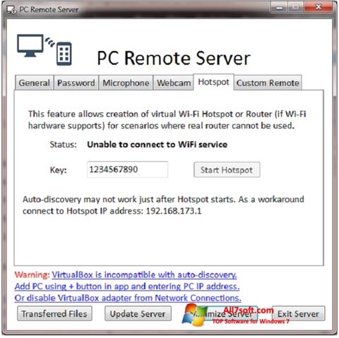 Screenshot PC Remote Server für Windows 7