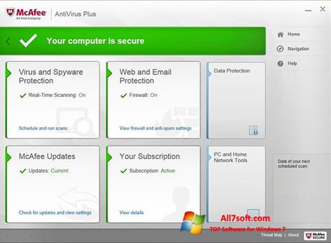 Screenshot McAfee AntiVirus Plus für Windows 7