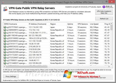 Screenshot VPN Gate für Windows 7
