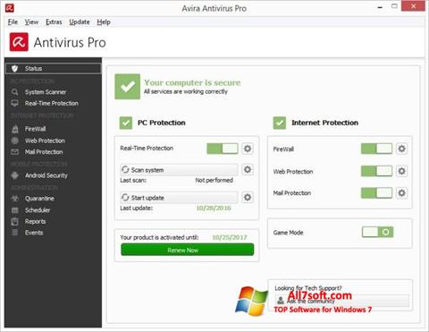 Screenshot Avira Antivirus für Windows 7