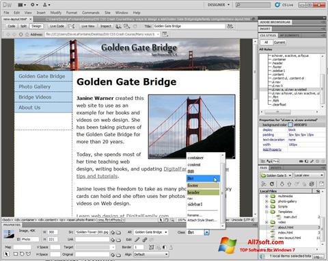 Screenshot Adobe Dreamweaver für Windows 7