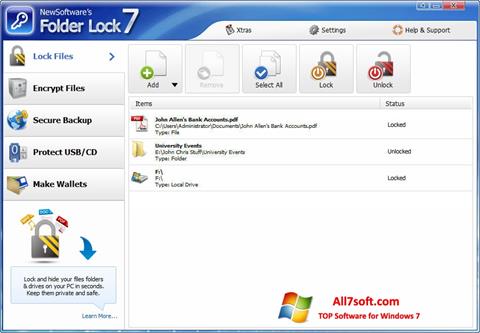 Screenshot Folder Lock für Windows 7