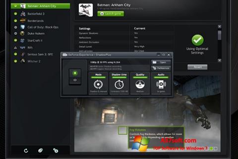 Screenshot NVIDIA GeForce Experience für Windows 7