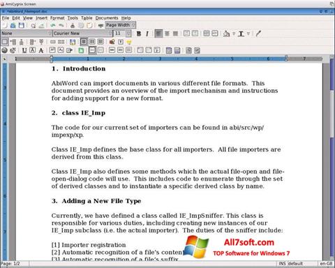 Screenshot AbiWord für Windows 7