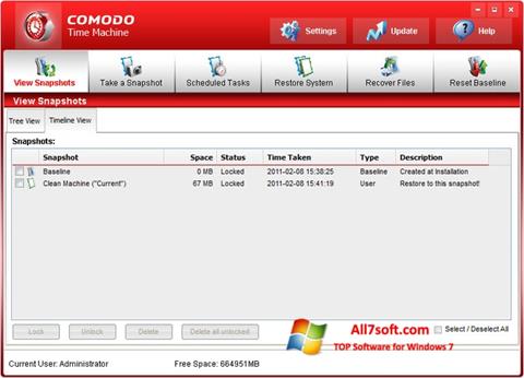 Screenshot Comodo Time Machine für Windows 7