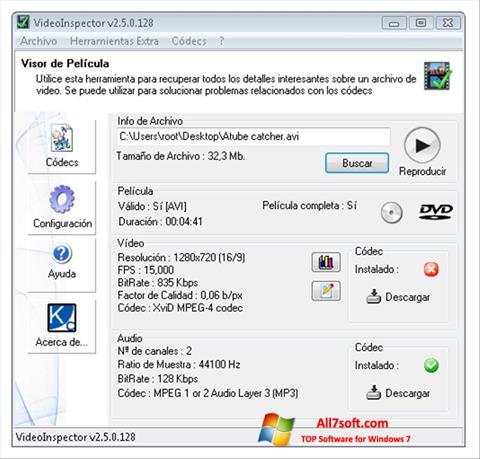 Screenshot VideoInspector für Windows 7