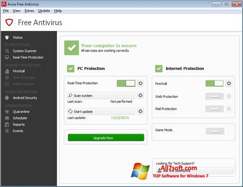 Screenshot Avira Free Antivirus für Windows 7