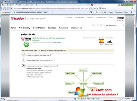 Screenshot McAfee SiteAdvisor für Windows 7