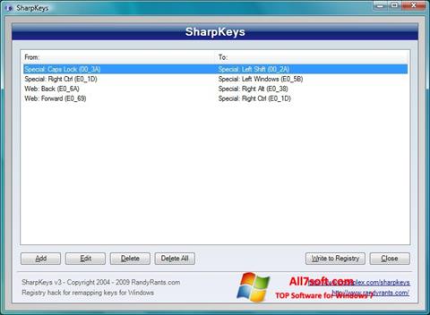 Screenshot SharpKeys für Windows 7