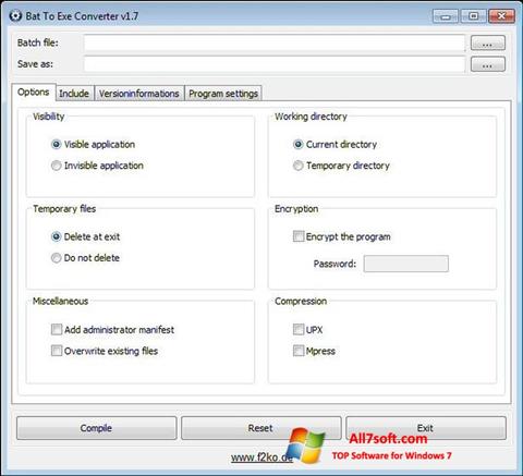 Screenshot Bat To Exe Converter für Windows 7