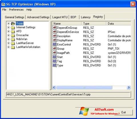 Screenshot TCP Optimizer für Windows 7