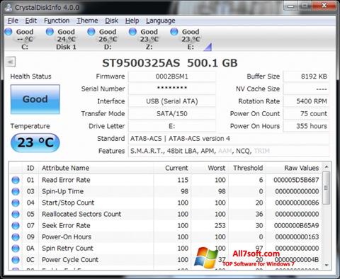 Screenshot CrystalDiskInfo für Windows 7