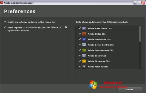 Screenshot Adobe Application Manager für Windows 7