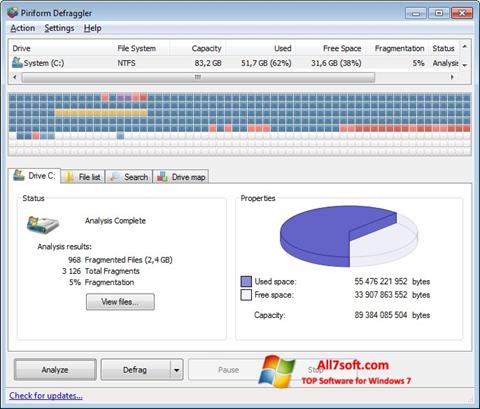 Screenshot Defraggler für Windows 7