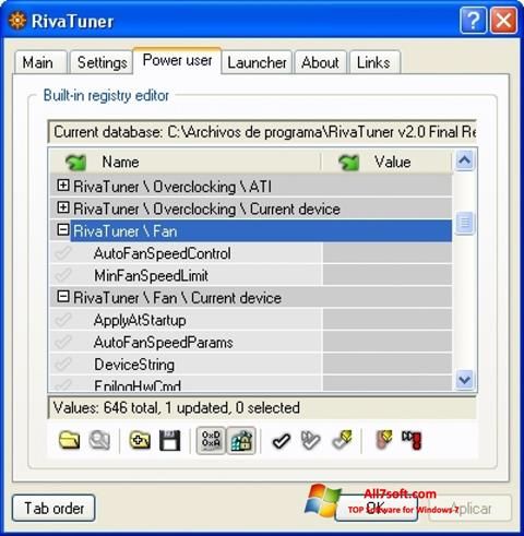 Screenshot RivaTuner für Windows 7