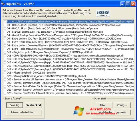 Screenshot HijackThis für Windows 7