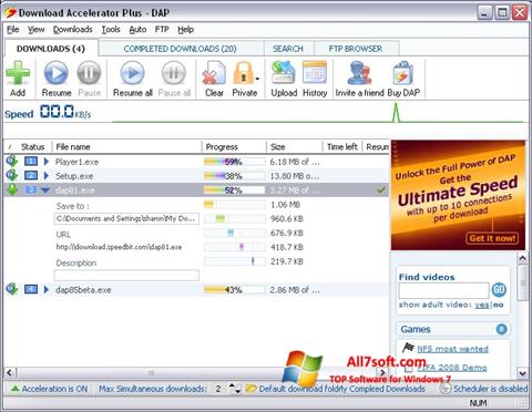 Screenshot Download Accelerator Plus für Windows 7