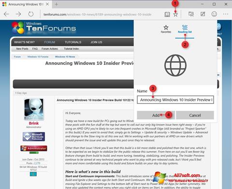 Screenshot Microsoft Edge für Windows 7