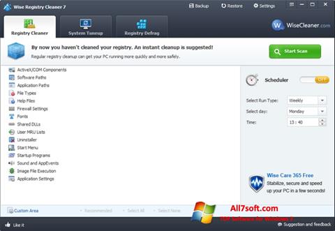 Screenshot Wise Registry Cleaner für Windows 7