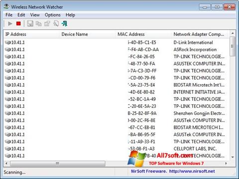 Screenshot Wireless Network Watcher für Windows 7