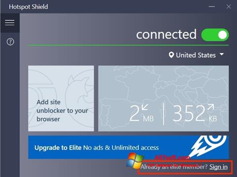 Screenshot Hotspot Shield für Windows 7