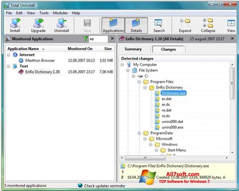 Screenshot Total Uninstall für Windows 7