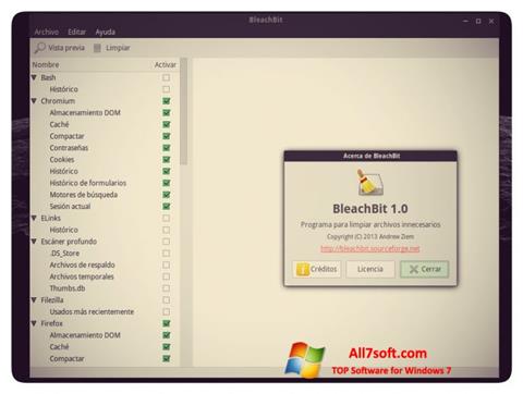 Screenshot BleachBit für Windows 7