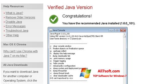 Screenshot Java für Windows 7