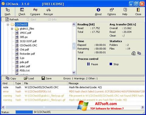 Screenshot CDCheck für Windows 7