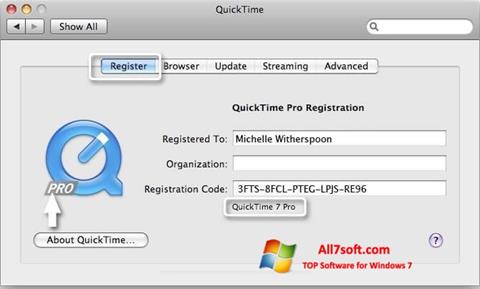 Screenshot QuickTime Pro für Windows 7