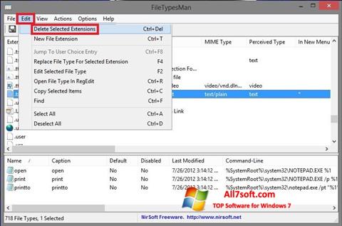Screenshot Unassociate File Types für Windows 7