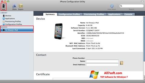 Screenshot iPhone Configuration Utility für Windows 7